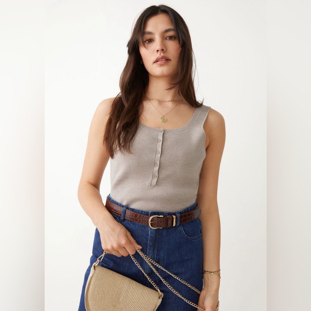 & Other Stories Scalloped Knot Tank Top